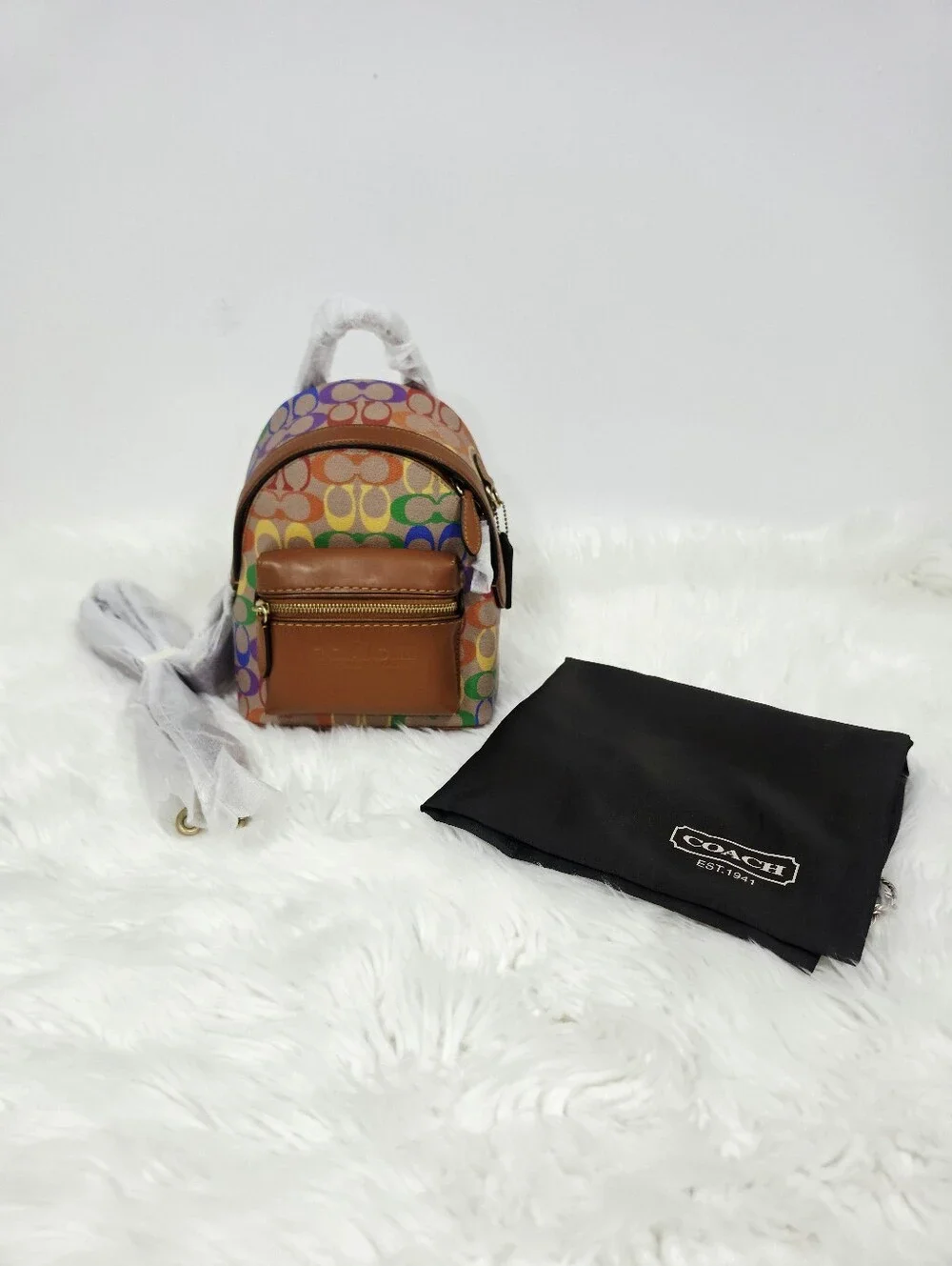 Coach Charter Backpack 18 Rainbow Signature Canvas Leather New With Tags